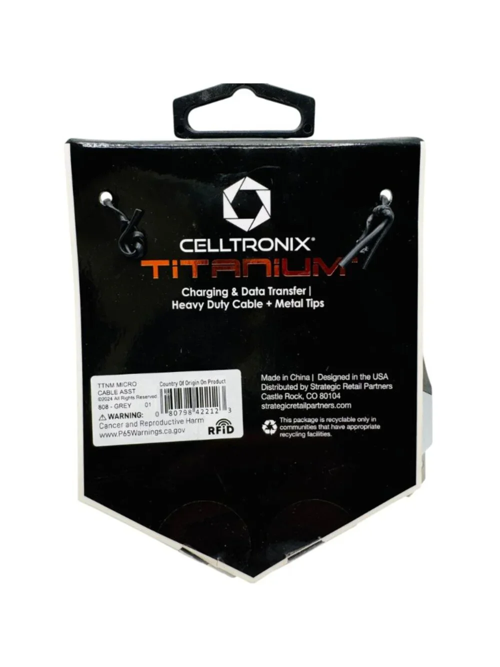 Celltronix Titanium 6 Ft Heavy Duty USB A To Micro USB Charging Data Cable Gray